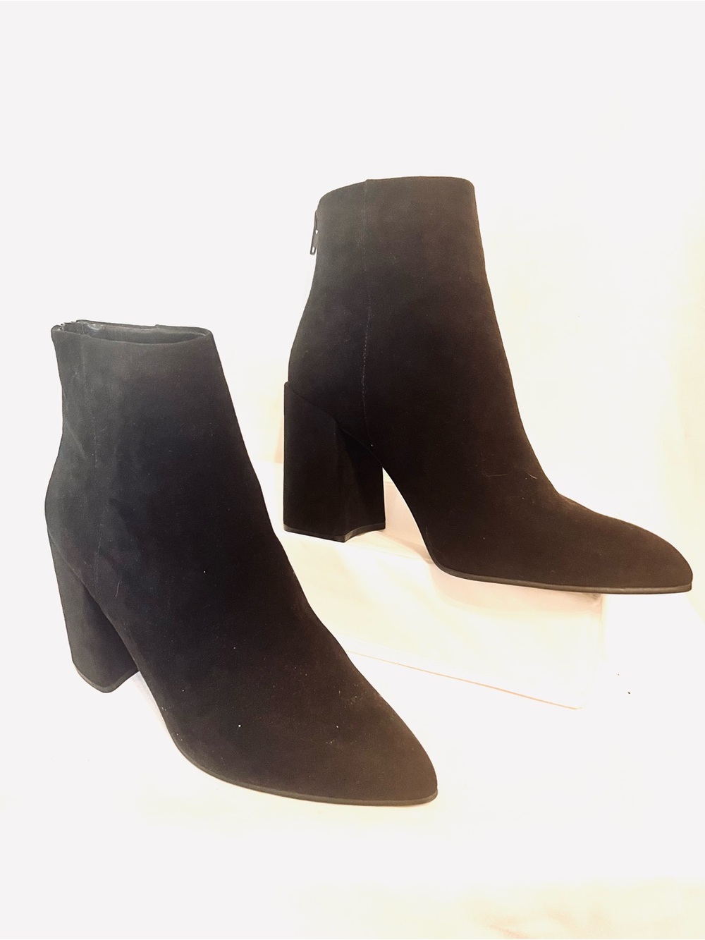 Steve Madden Black Suede Pointed Toe Ankle Booties